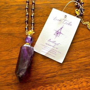 Amethyst pendant necklace by Luxe Tribe 14k gold plate